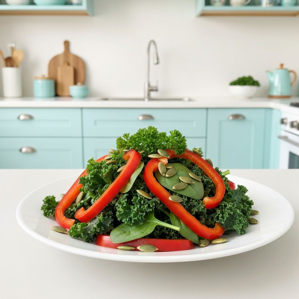 Sałatka z jarmuża, papryki i pestek dyni