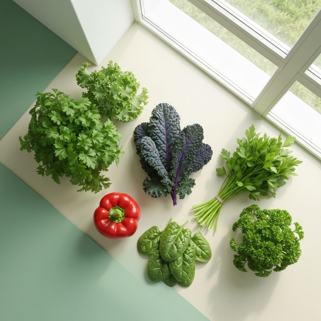 Świeże warzywa - papryka, jarmuż, szpinak, pietruszka